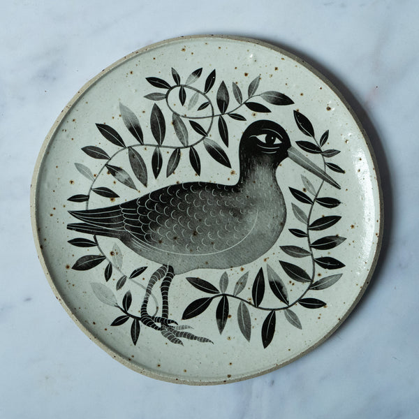 BIRD AND LEAVES CERAMIC PLATE