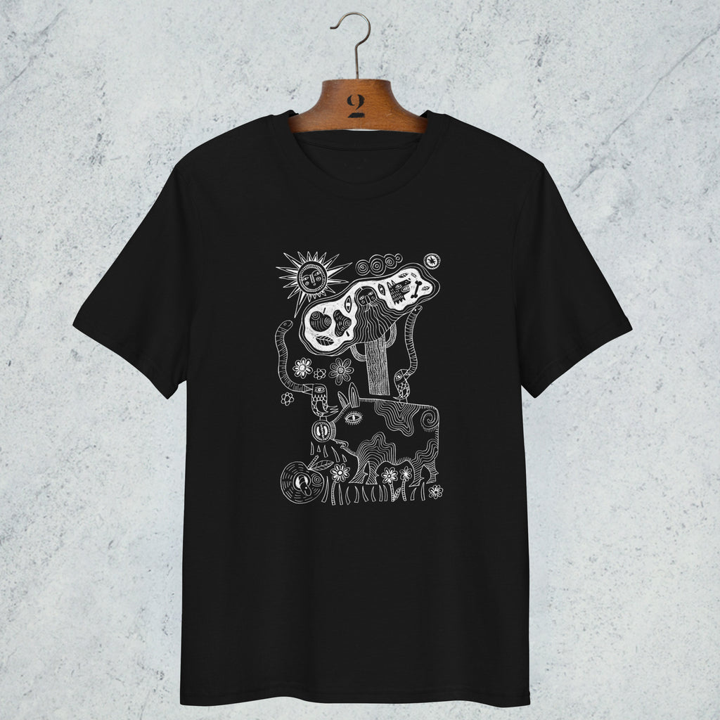 PIG DOODLE BLACK ORGANIC COTTON T_SHIRT