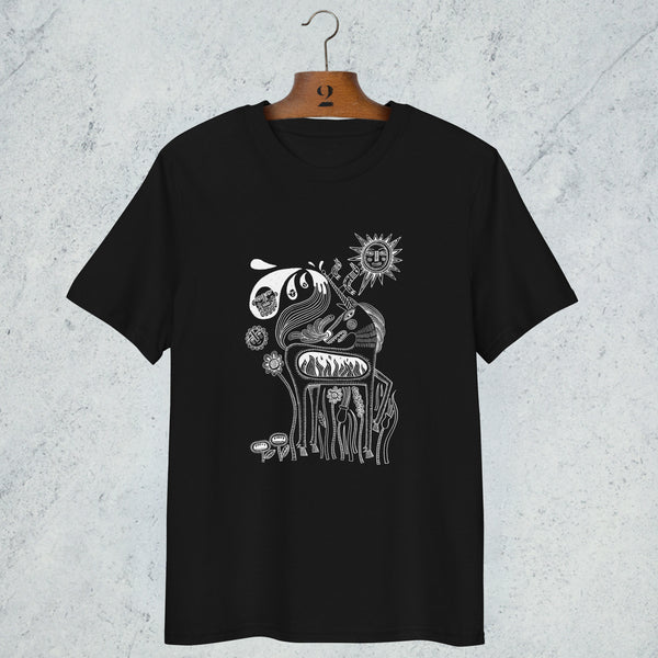 UNICORN DOODLE BLACK ORGANIC COTTON T-SHIRT