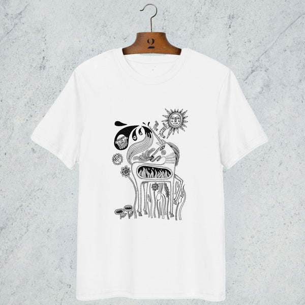 UNICORN DOODLE WHITE ORGANIC COTTON T_SHIRT